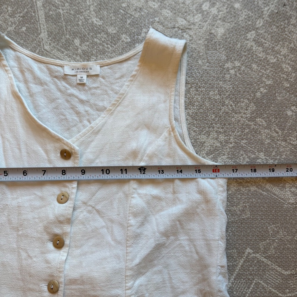 Kirious Button Front Vest Women Medium White Linen Blend Sleeveless - Picture 3 of 6